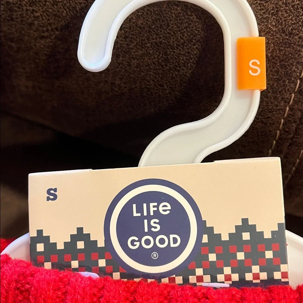 Life Is Good Pink and Red Heart Dog Sweater